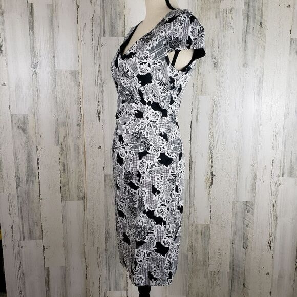 Modcloth Floral Pleated Sheath Dress Sz M - Picture 5 of 10